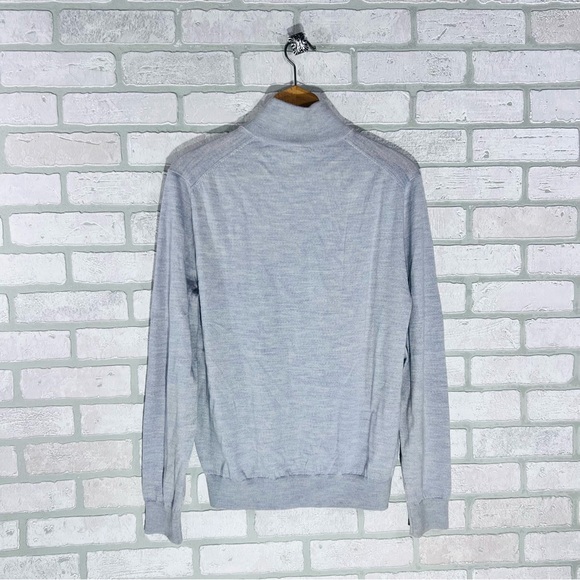 Spoke Knit Wool Slim Short Light Gray Zip-Up Sweater Size M - Picture 4 of 8